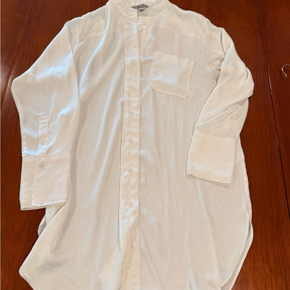 H&M Ivory Tunic Button-Up Shirt